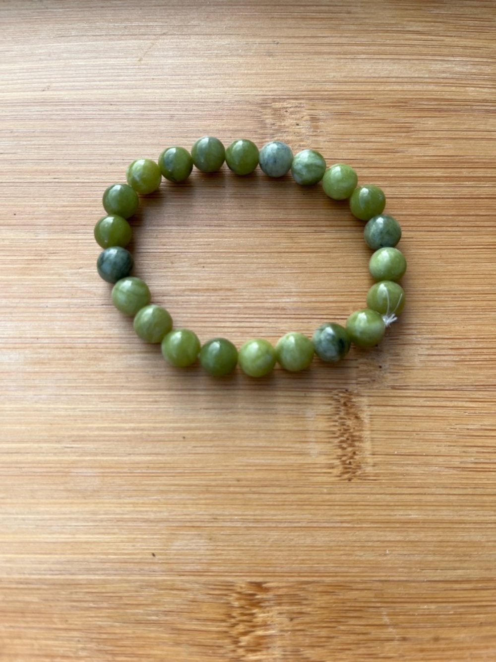 Green Beaded Stretch Bracelet - Natural Stone 6.5 inches handmade by Jayglam7 - Picture 8 of 10